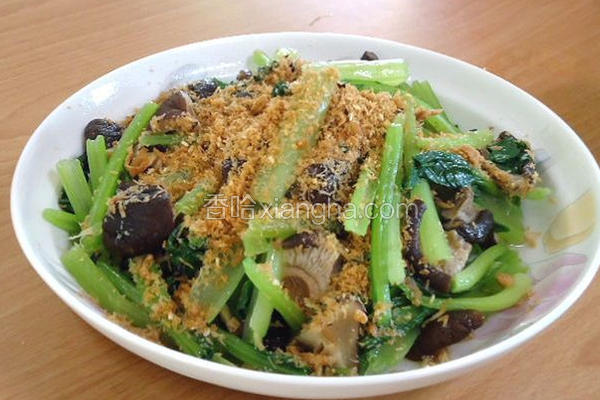 大米口感水炒油菜香菇和肉松的籼米图片